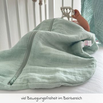 Makian Schlafsack Mint - Gr. 110 cm, leichter Baby Sommer Schlafsack ohne Ärmel - 100% Baumwolle