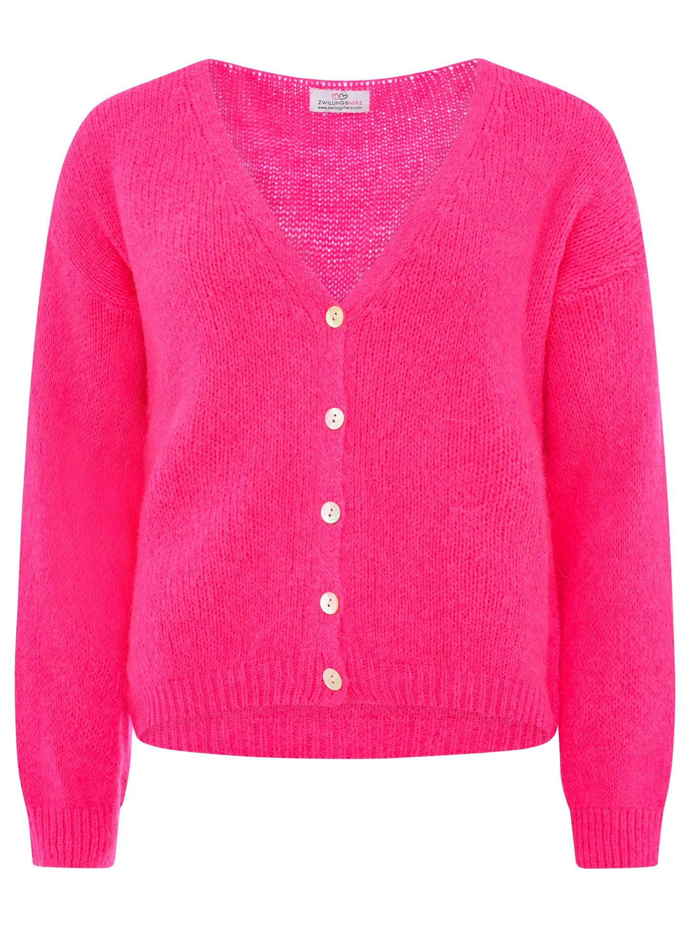 Zwillingsherz Strickjacke "Uni" One Size, Langarm, Knopfleiste, tiefer V-Au günstig online kaufen