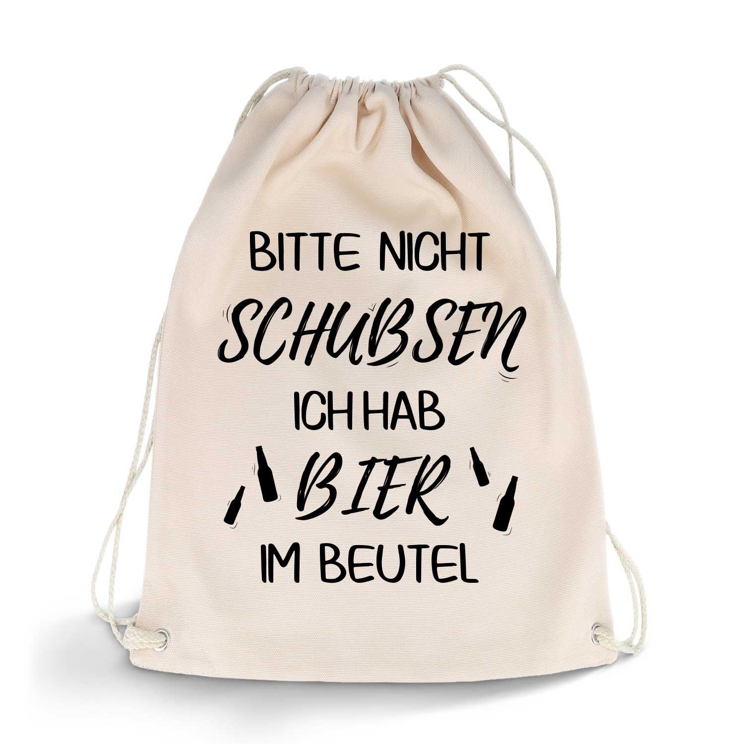 GRAVURZEILE Turnbeutel mit hochwertigem Druck Spruch Bier im Beutel