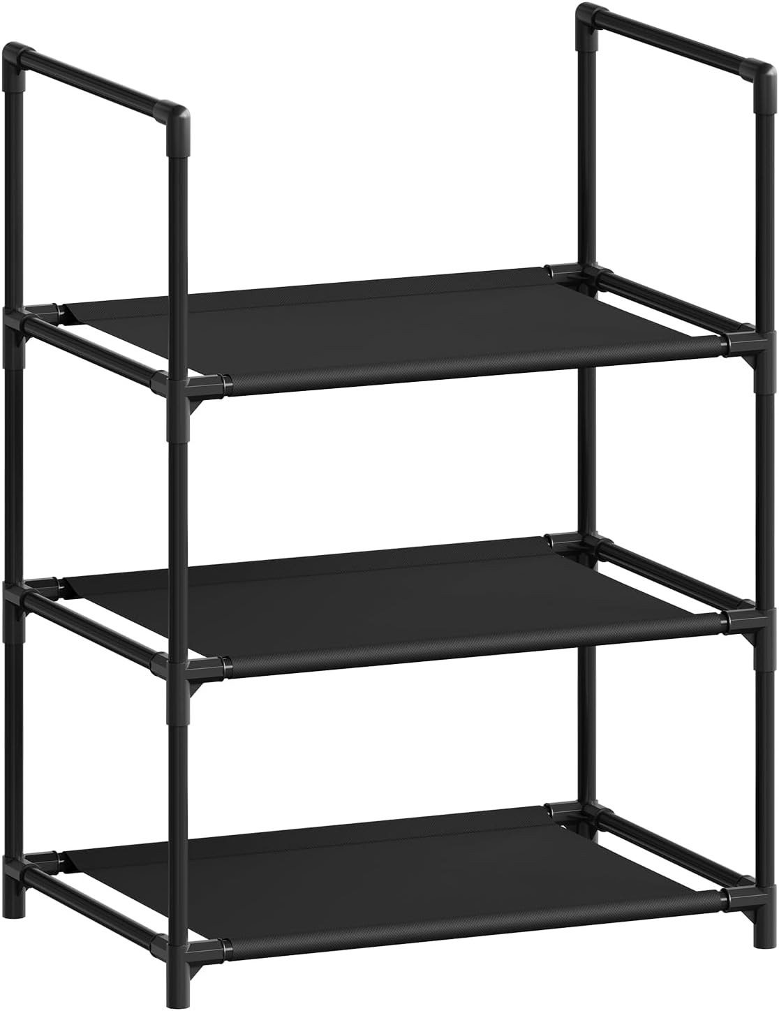 Woltu Schuhregal, 1-tlg., 3-Ebenen, kompakte und abnehmbare Regale, Metallgestell