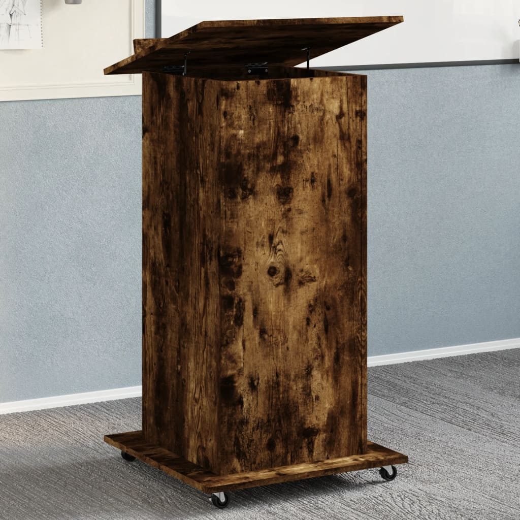 vidaXL Schreibtisch Rednerpult mit Rollen & Schublade Räuchereiche 55x55x107 cm