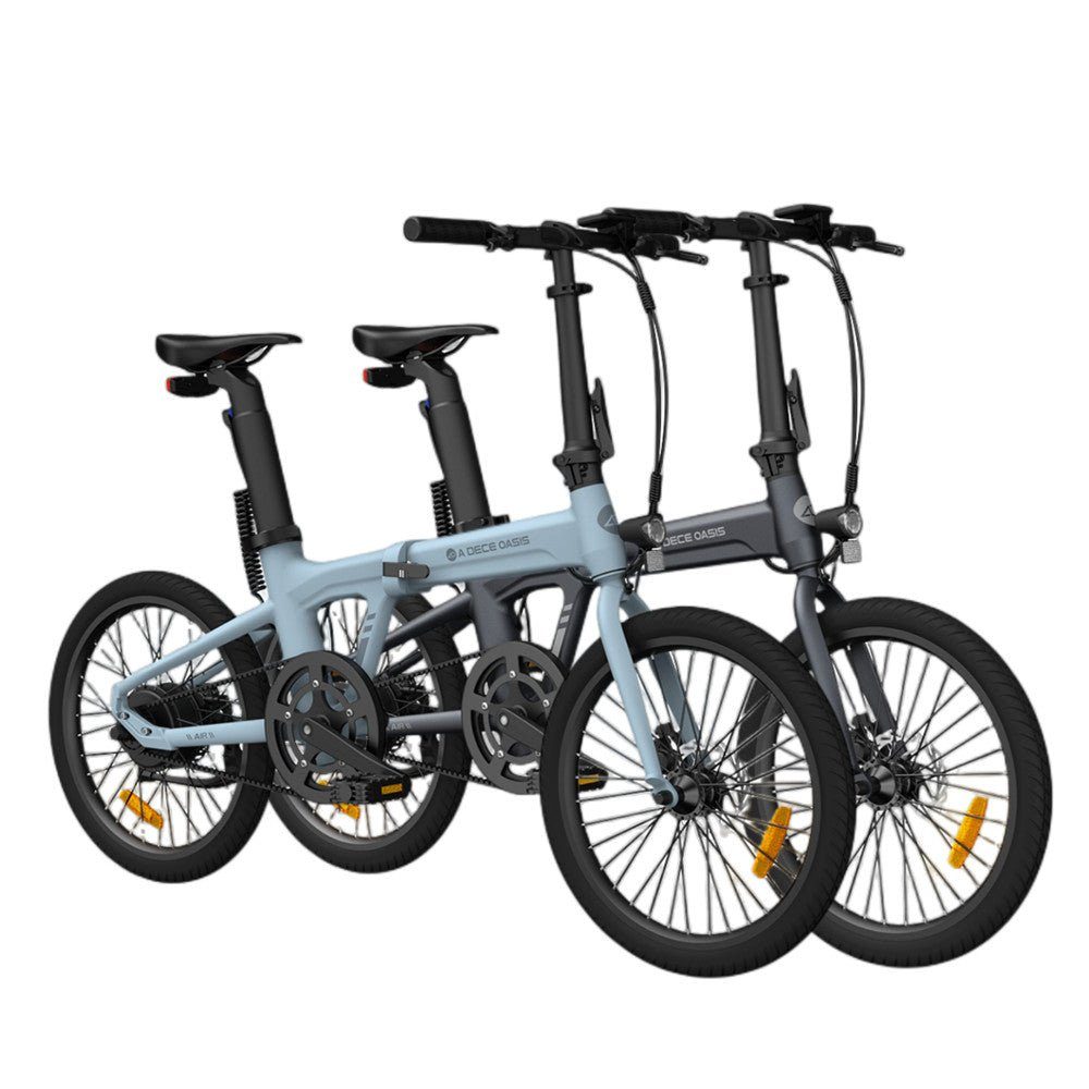 ADO E-Bike 2*Air 20 Faltrad E-Fahrrad Ultraleichtgewicht 17,5 KG,Riemenantrieb, 1 Gang, Heckmotor, ebike Damen/Herren,StVZO( mit Akku-Ladegerät,Handyhalter) Blau+Weiß