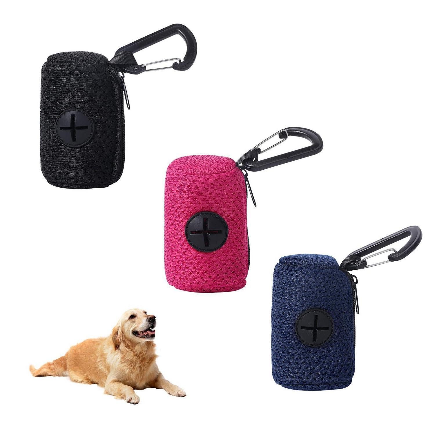 LuxusKollektion Hygienebeutelspender 3er Set Kotbeutelspender Mesh Hund mit Karabiner