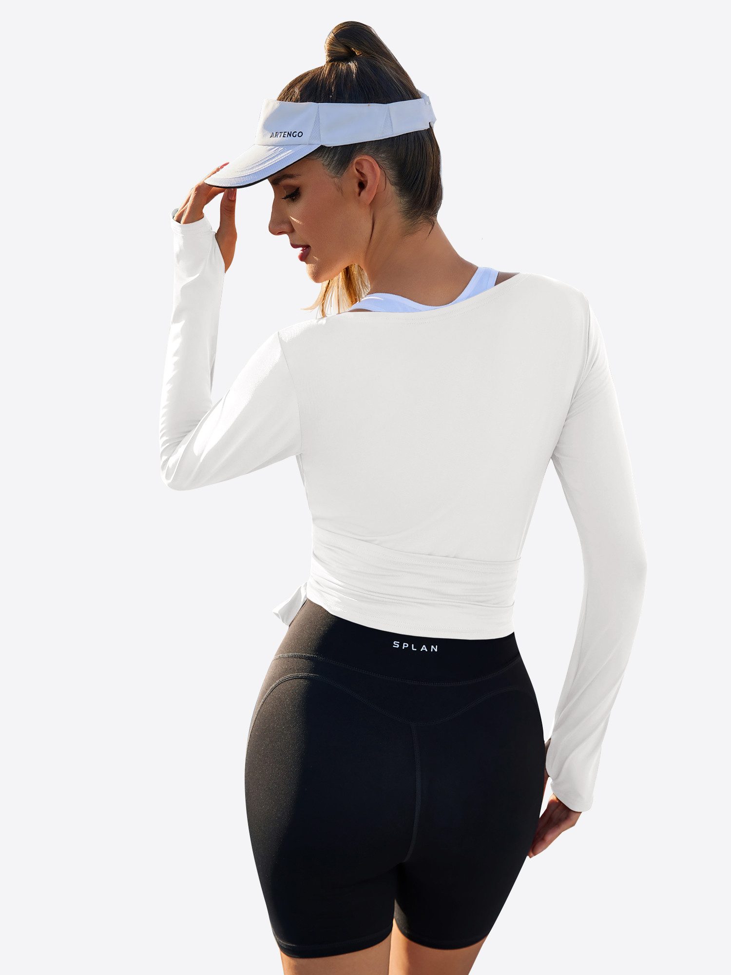 Imily Bela T-Shirt Damen Wickeloberteile Langärmlige Sportshirts (Packung, 1-tlg., 1per-Pack) einfarbig