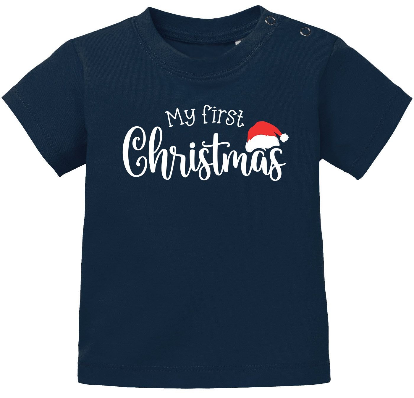 Print-Shirt Baby Shirt kurzarm First Christmas Mein erstes Weihnachten Spruch