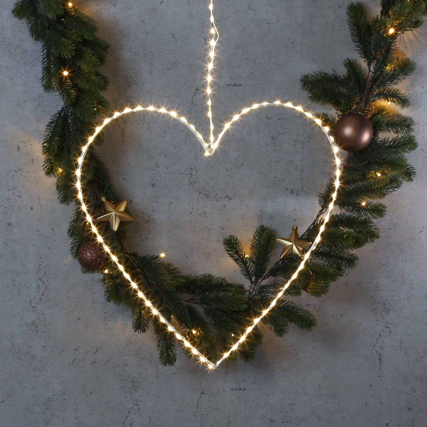 MARELIDA LED Dekolicht LED Herz Metallherz 120LED Leuchtherz hängend D: 38cm, LED Classic