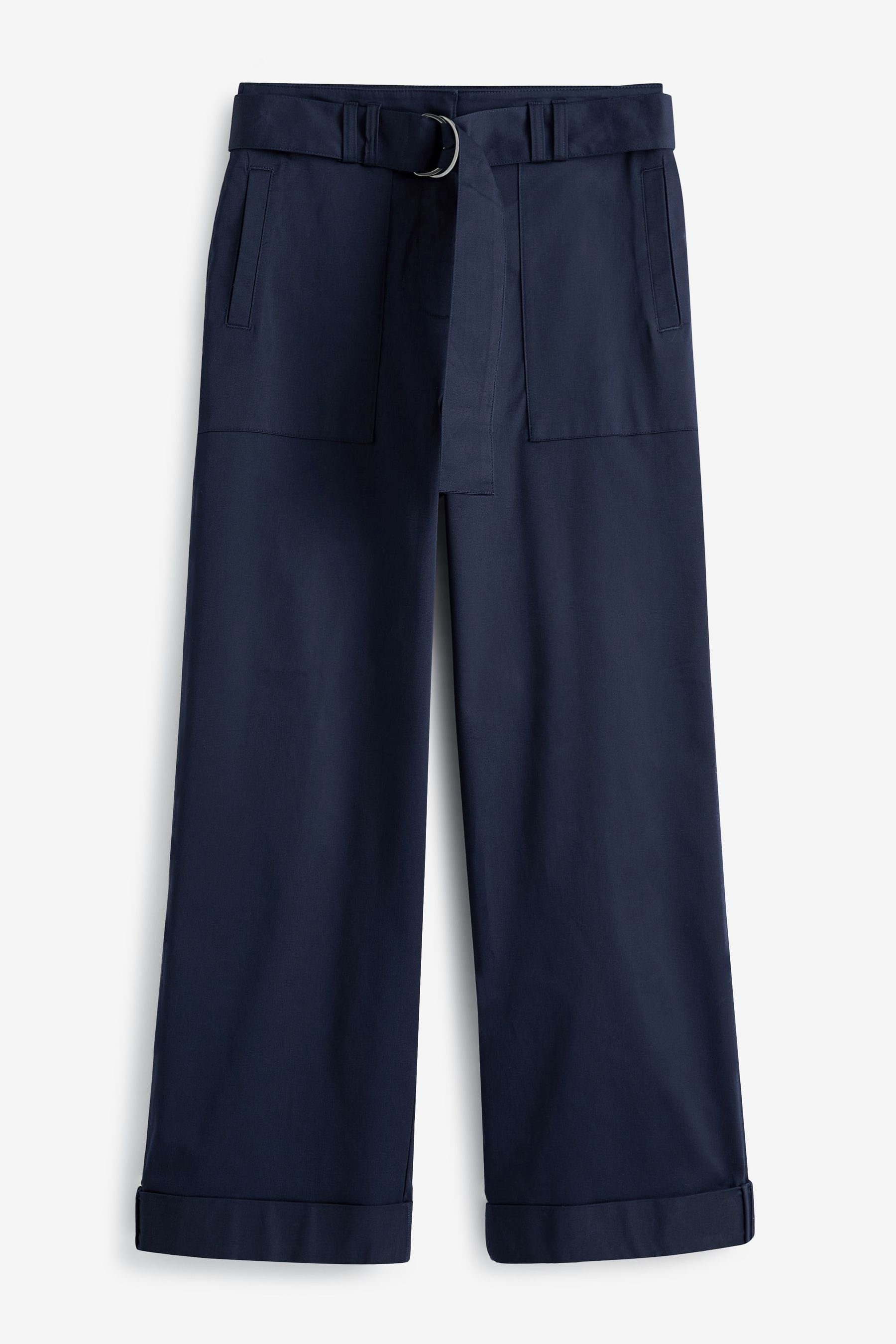 Next Stretch-Hose Weite Hose mit Bindegürtel (1-tlg) Navy Blue