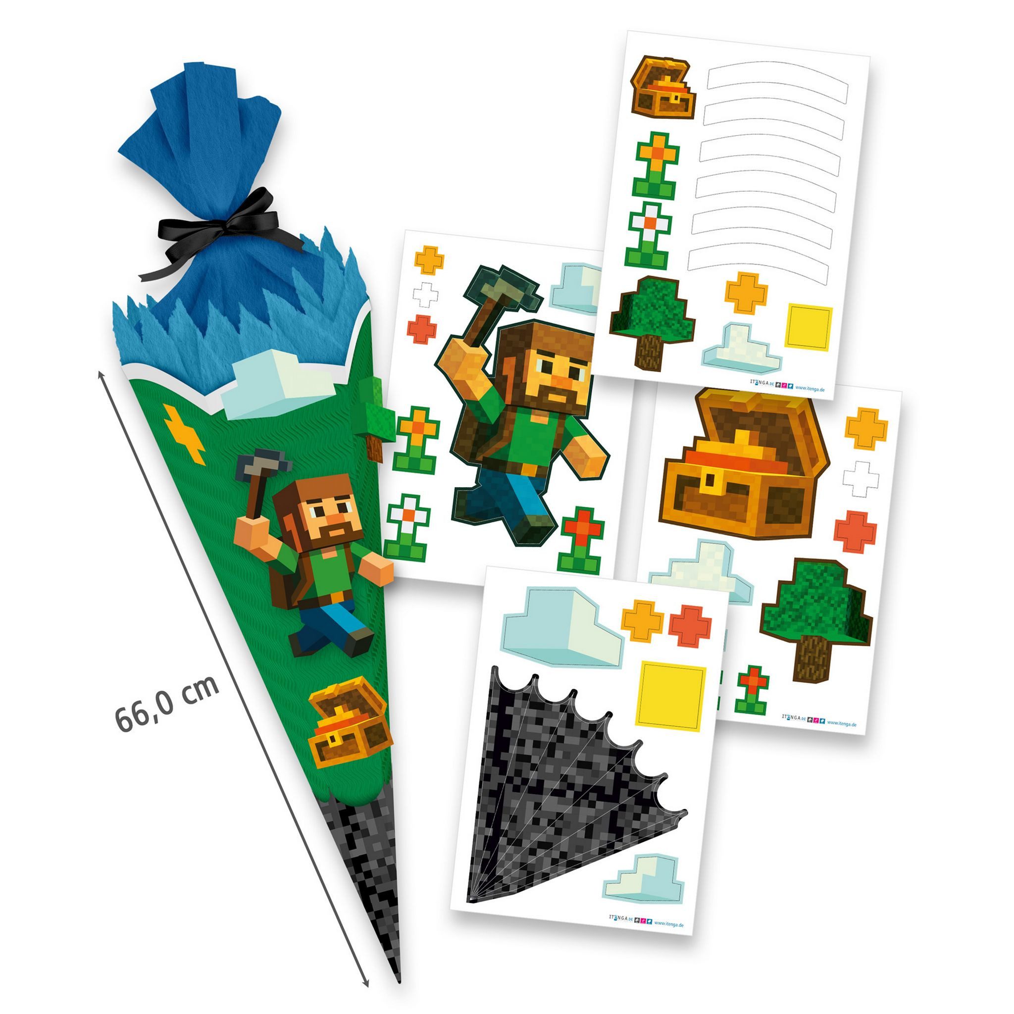itenga Schultüte itenga SCHULTÜTEN Bastelset 68cm - Blockgame Pixel - Komplettset