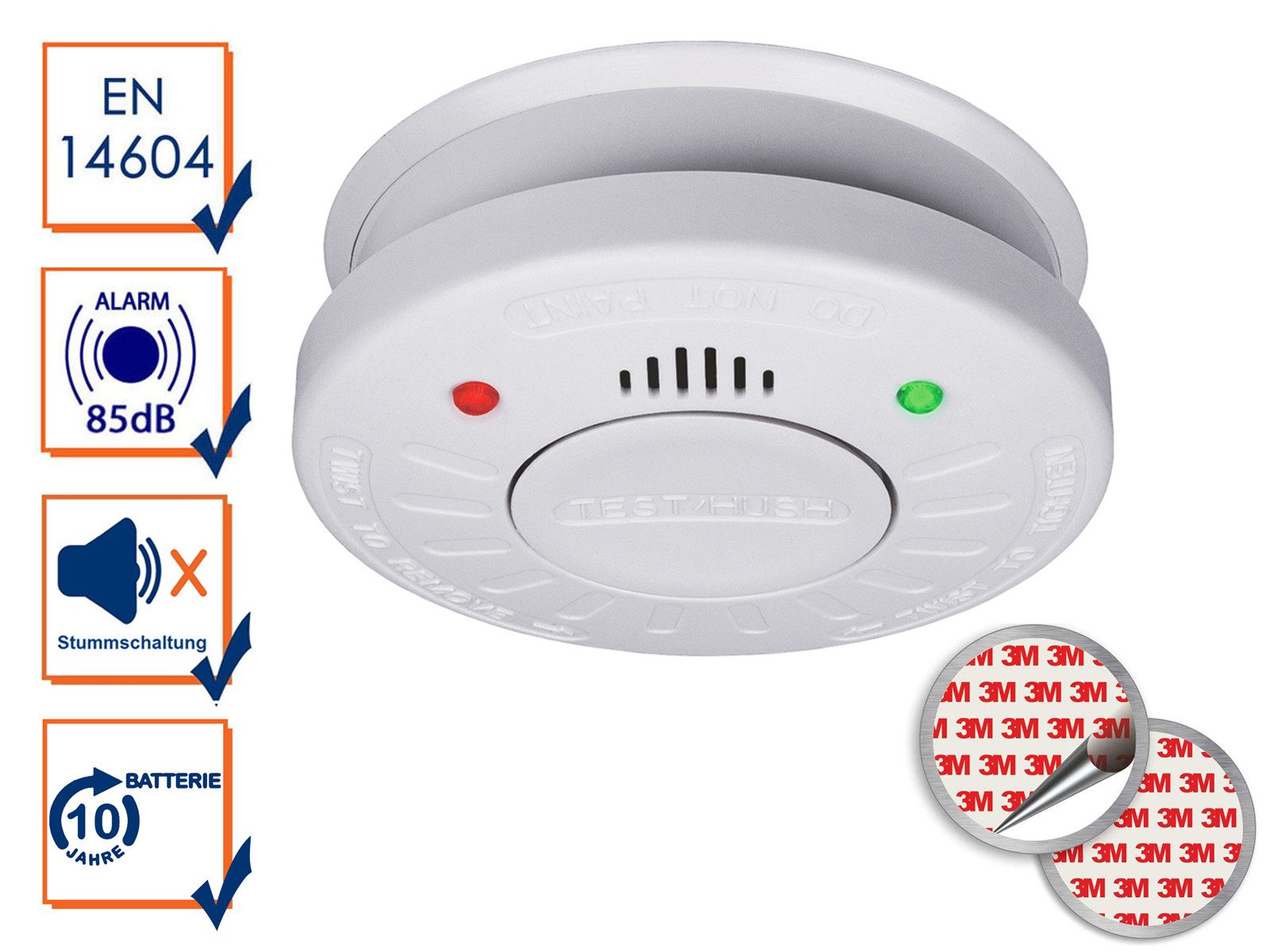 smartwares Rauchmelder (10 Jahres Brandmelder mit Magnet-Halter, Kleben statt Bohren)