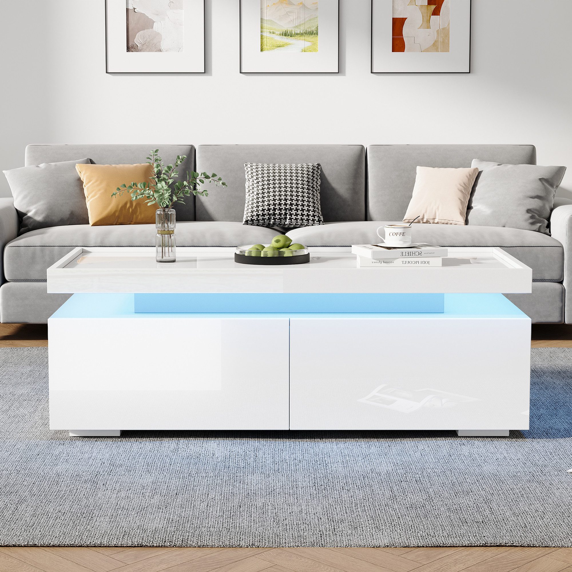 STILVORA Couchtisch mit LED-Beleuchtung,Sofatisch Kaffeetisch mit günstig online kaufen