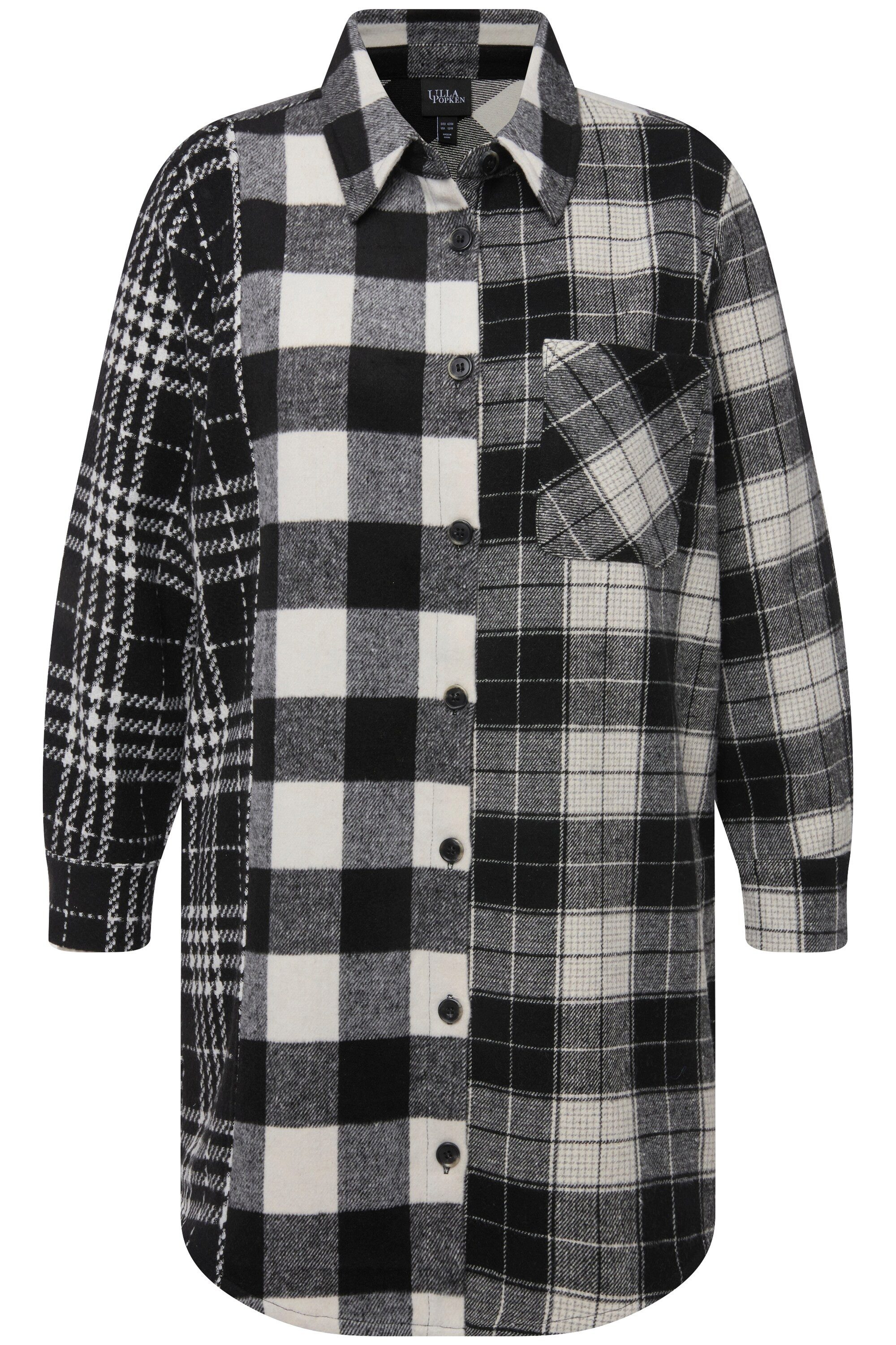 Ulla Popken Sommerjacke Karo-Shaket Hemdkragen Langarm günstig online kaufen