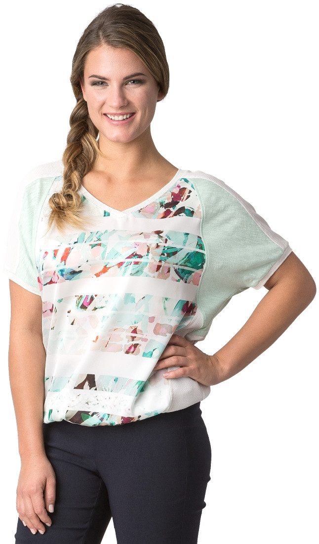 LeComte T-Shirt 42-624358, im Streifendruck mit V-Ausschnitt Tunnelzug am Saum