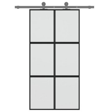 vidaXL Zimmertür Schiebetür Zimmertür Innentür Glas Schwarz 102,5x205 cm Hartglas und A