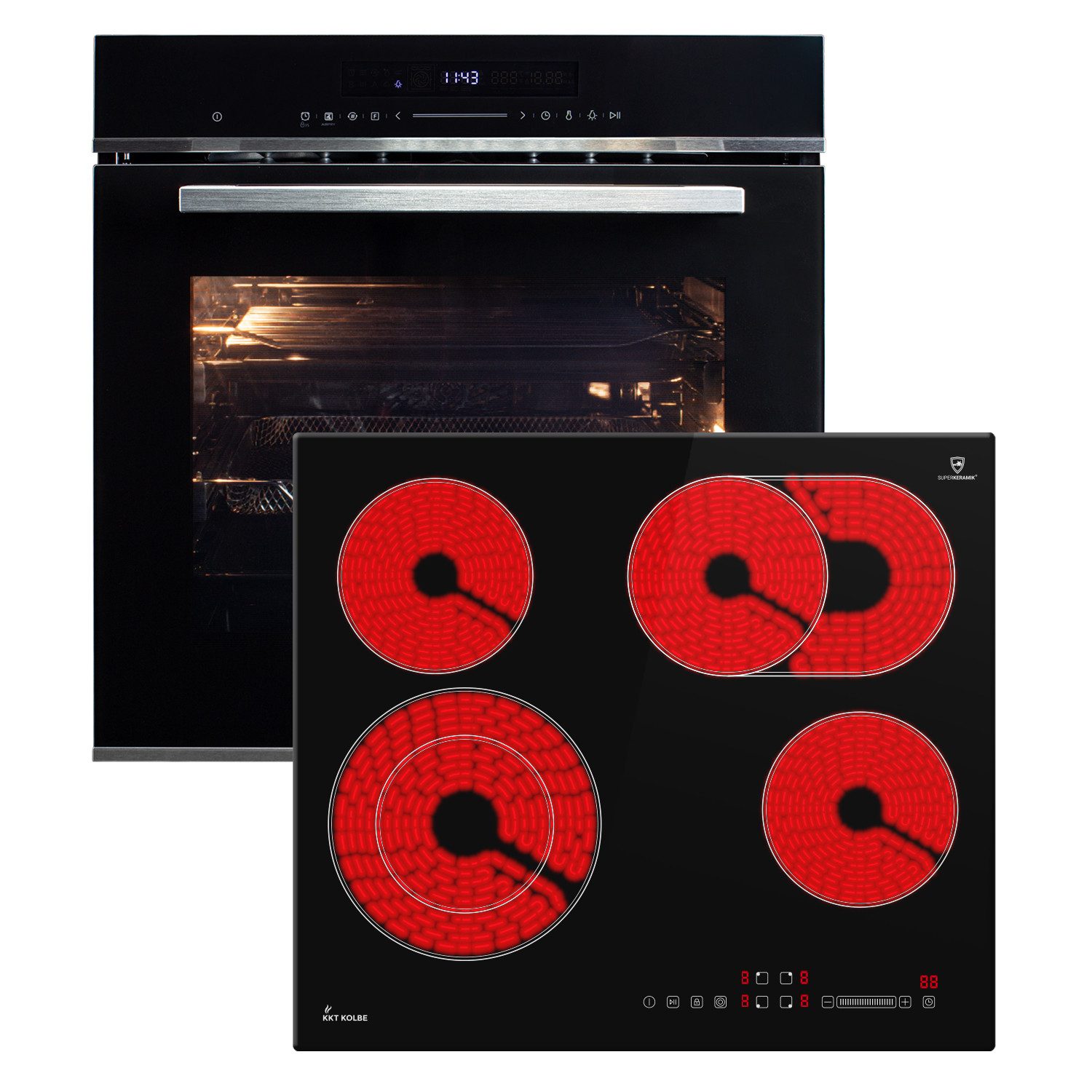 KKT KOLBE Backofen-Set Backofen und Kochfeld SET8017CH59RL, mit 2-fach Teleskopauszug, Herdset / Heißluft / Einbaubackofen / Kochmulde