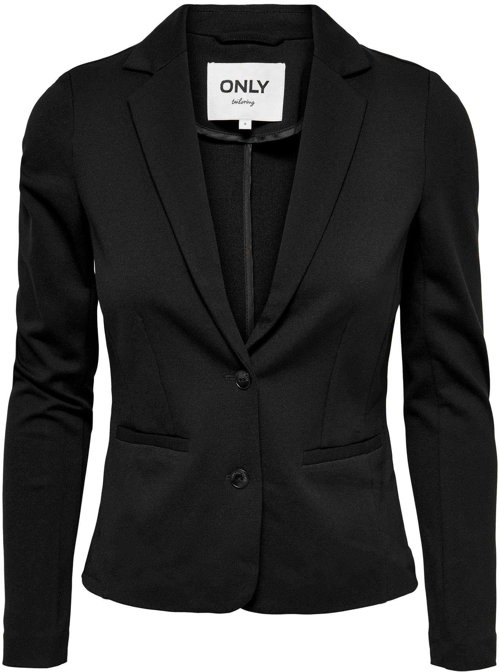 ONLY Jerseyblazer ONLPOPTRASH – 2-Knopf Blazer mit taillierter Silhouette regular fit, Milano Rib, Materialmix, Reverskragen, unifarben – Bild 4 von 5