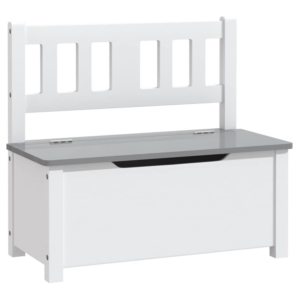 furnicato Truhenbank Kinderbank mit Stauraum 60x30x55 cm Weiß und Grau MDF