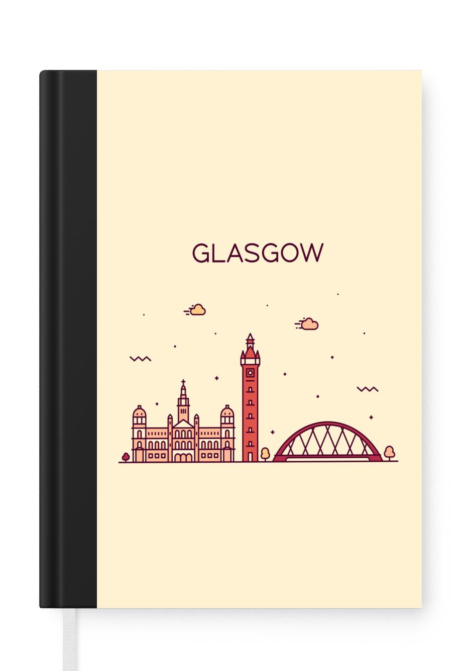 MuchoWow Notizbuch Schottland - Skyline - Glasgow, Journal, Merkzettel, Tagebuch, Notizheft, A5, 98 Seiten, Haushaltsbuch
