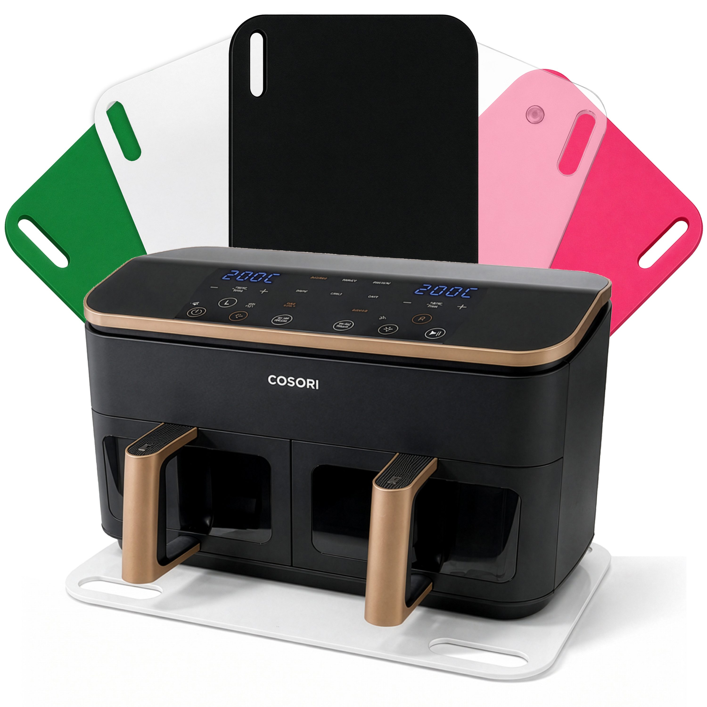 AREA17 Küchenmaschinen Zubehör-Set Acryl Gleitbrett für COSORI Dual Basket 8,5L, 44x35cm, Farbwahl, Zubehör für Heißluftfritteuse, rutschfest &, leicht verschiebbar, sicherer Stand einfache Handhabung