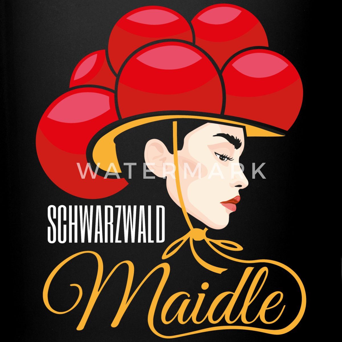 Spreadshirt Tasse Schwarzwald Maidle Bollenhut Ledig Tasse Einfarbig, Keramik