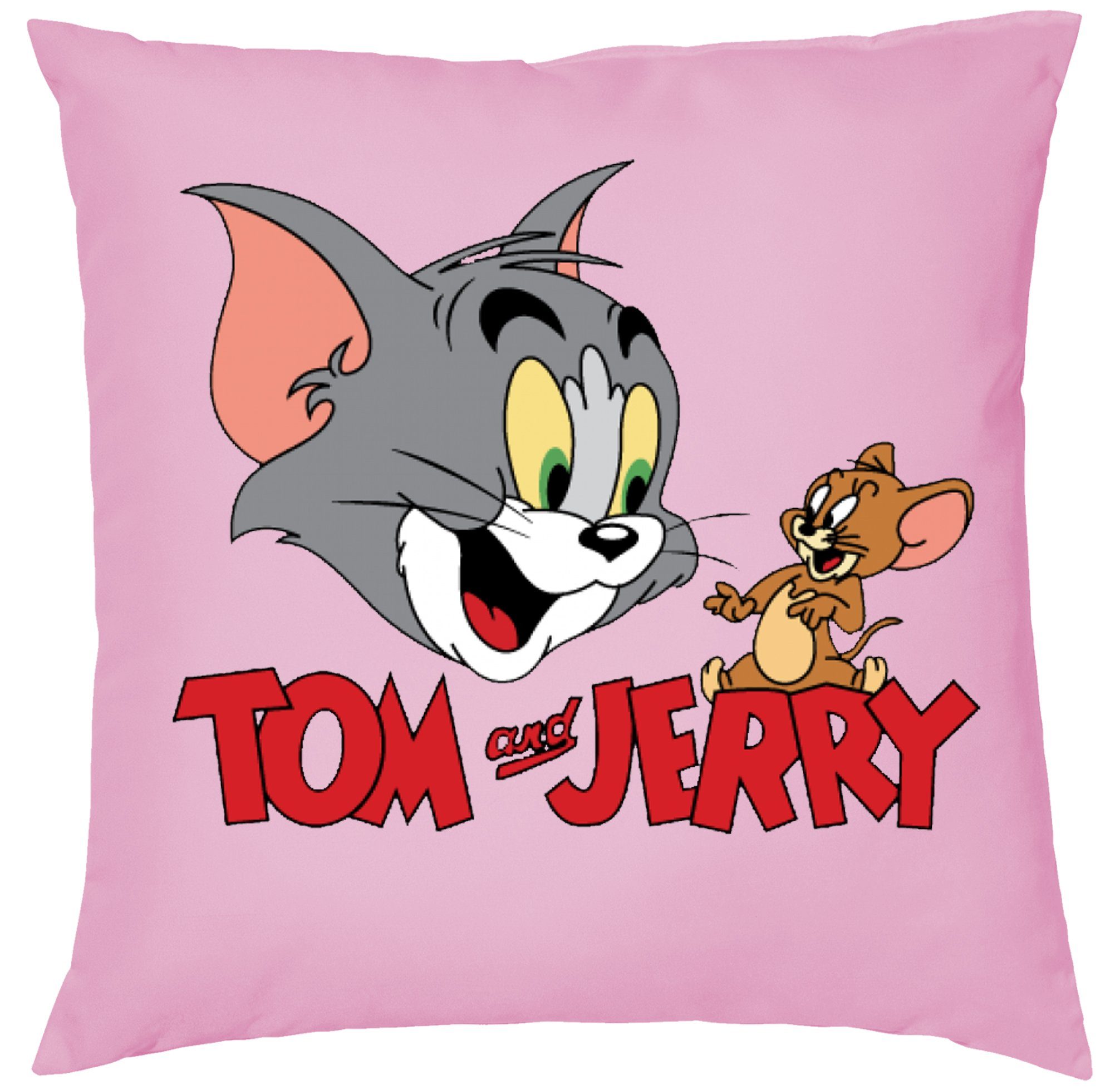 Blondie & Brownie Dekokissen Tom Jerry Cartoon Comic Käse Katze Maus Kissen mit Füllung Rosa