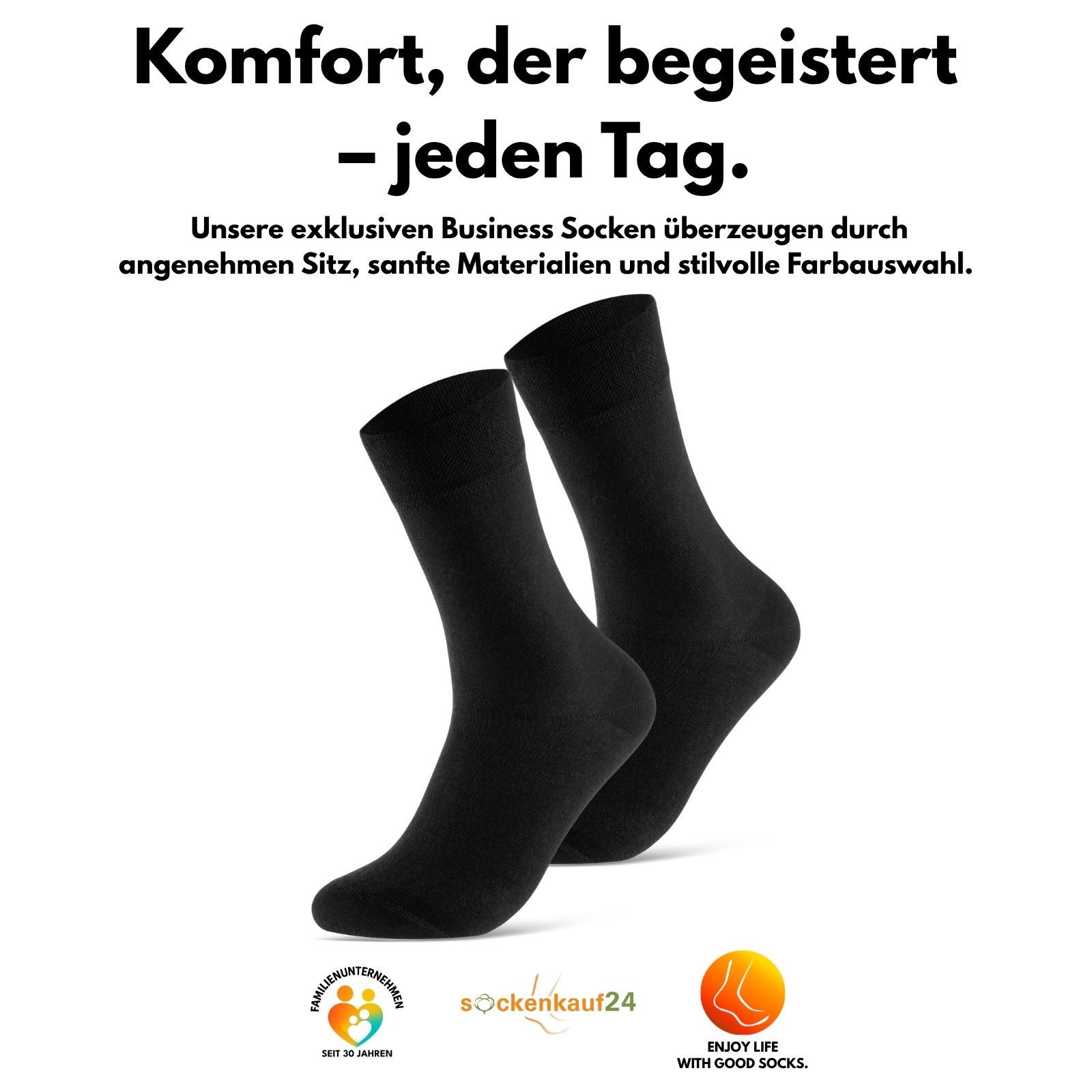 sockenkauf24 Businesssocken Premium Socken mit Komfortbund Herren & Damen Business Socken (Schwarz, 10-Paar, 43-46) aus gekämmter Baumwolle mit Pique-Bund, ohne Naht