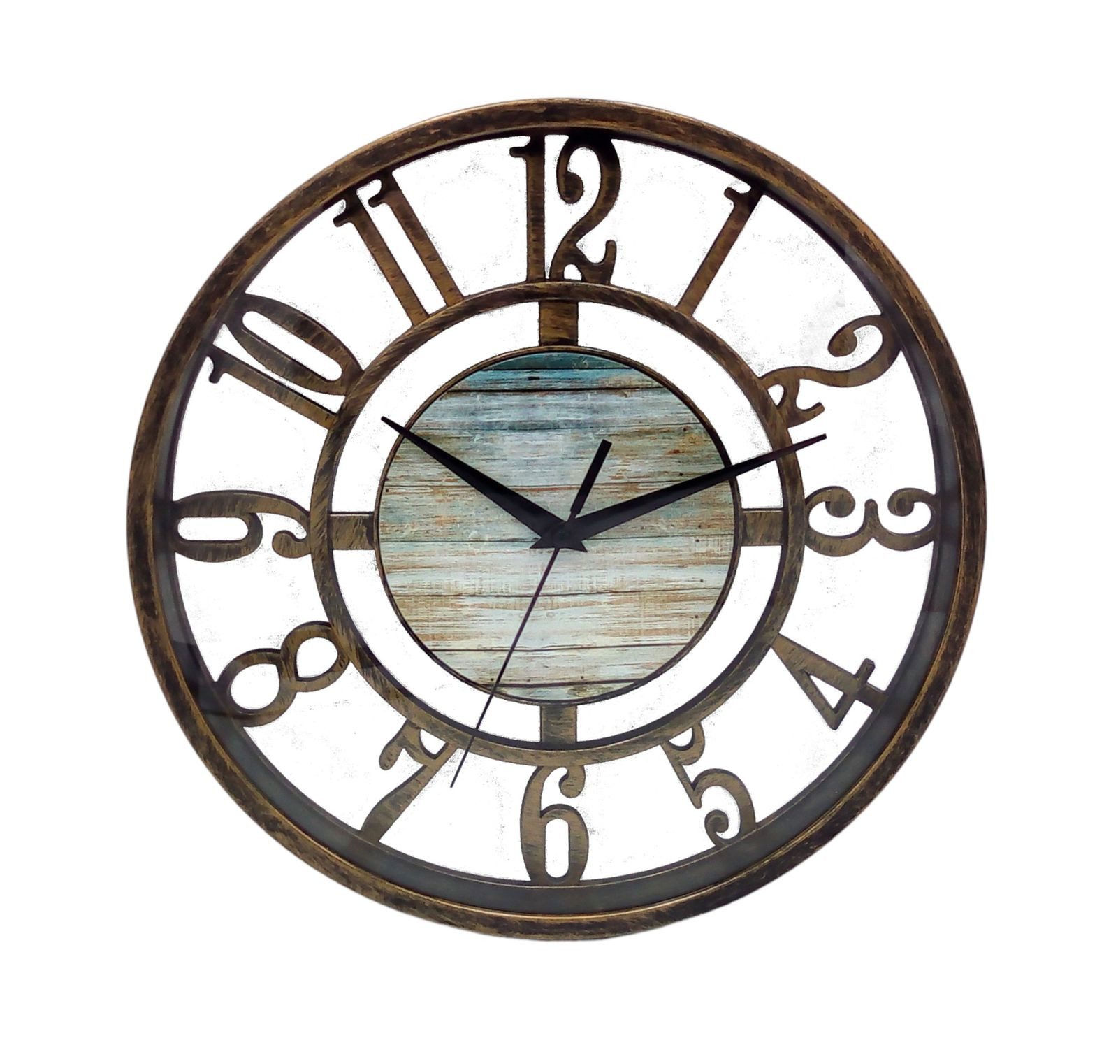 BURI Wanduhr Kunststoff Wanduhr 27,5cm Bronze Küchenuhr Wohnzimmeruhr Retro Vintage