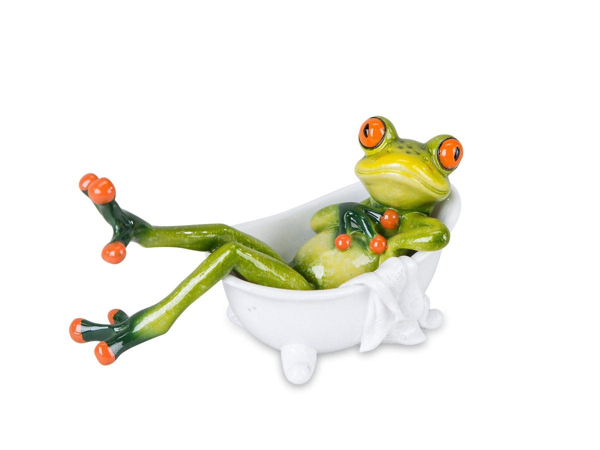 formano Dekofigur Frosch in Badewanne 16 cm Froschfigur Kunststein glänzend (1 St)