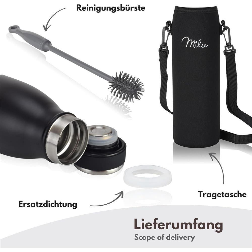 Milu Isolierflasche Isolierflasche aus Edelstahl, Thermosflasche, auslaufsicher