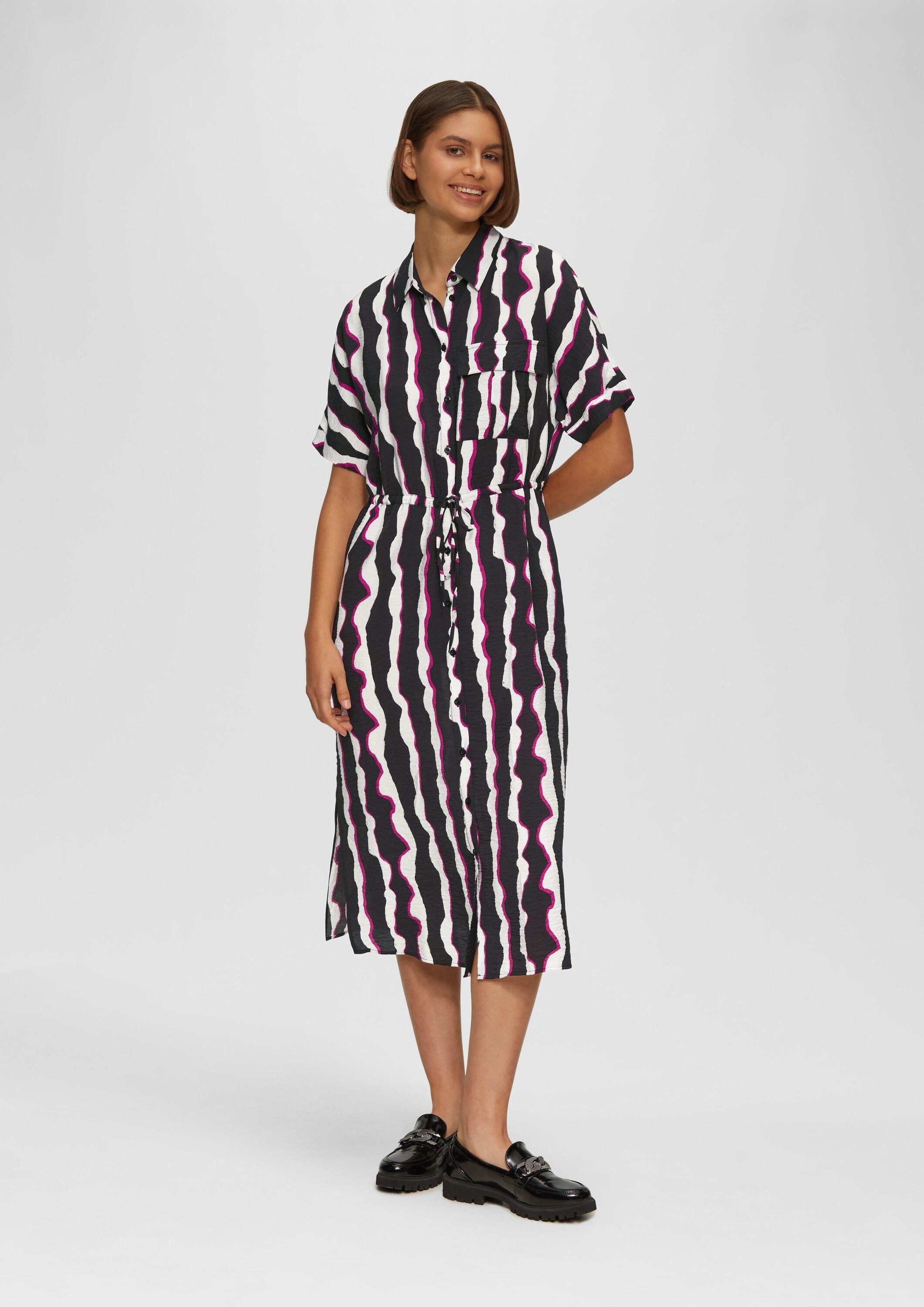 s.Oliver Midikleid Kleid Hemd-Kleid mit Crêpestruktur