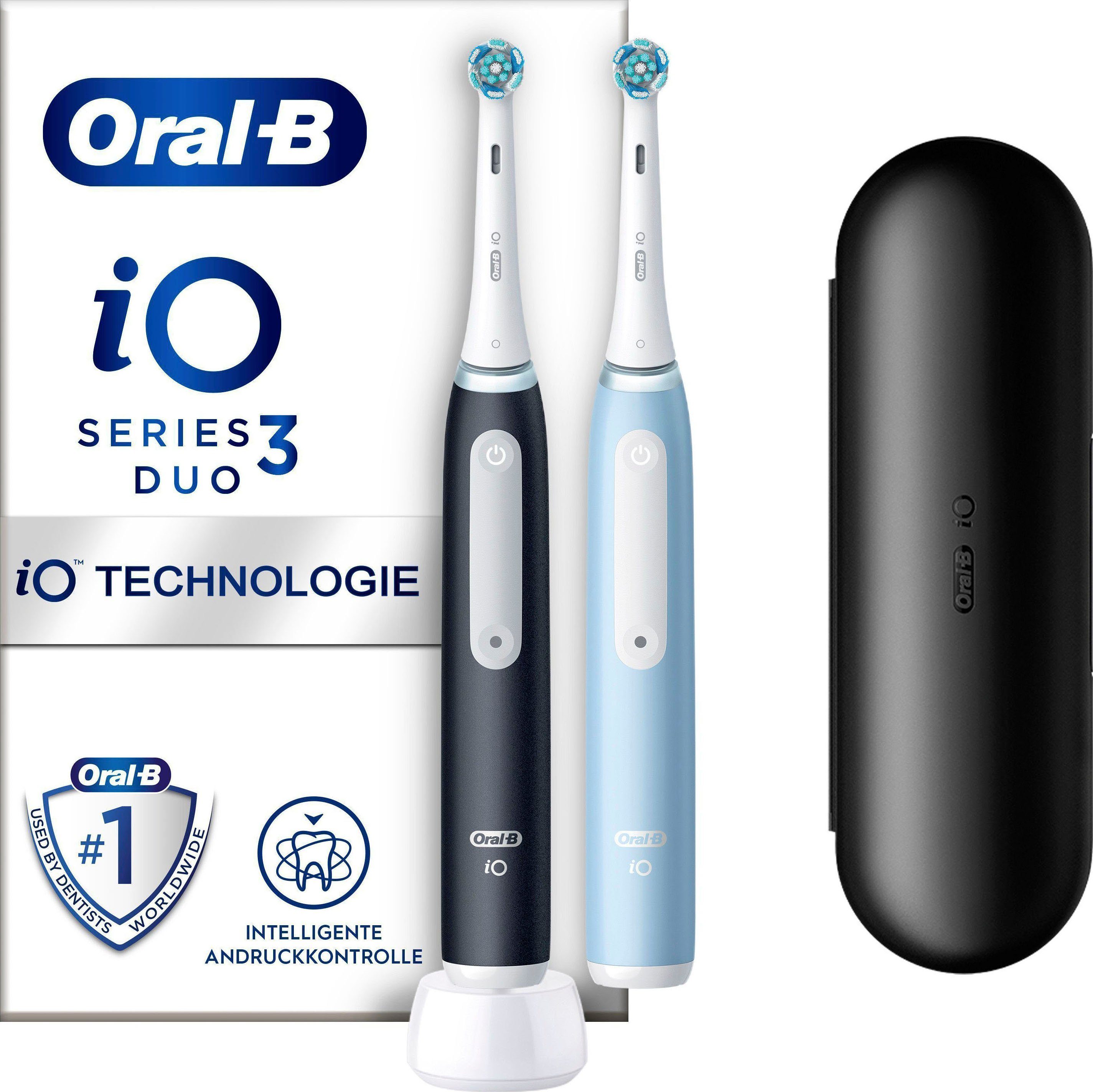 Oral B Elektrische Zahnbürste iO Series 3 Doppelpack, Aufsteckbürsten: 2  St., Magnet-Technologie