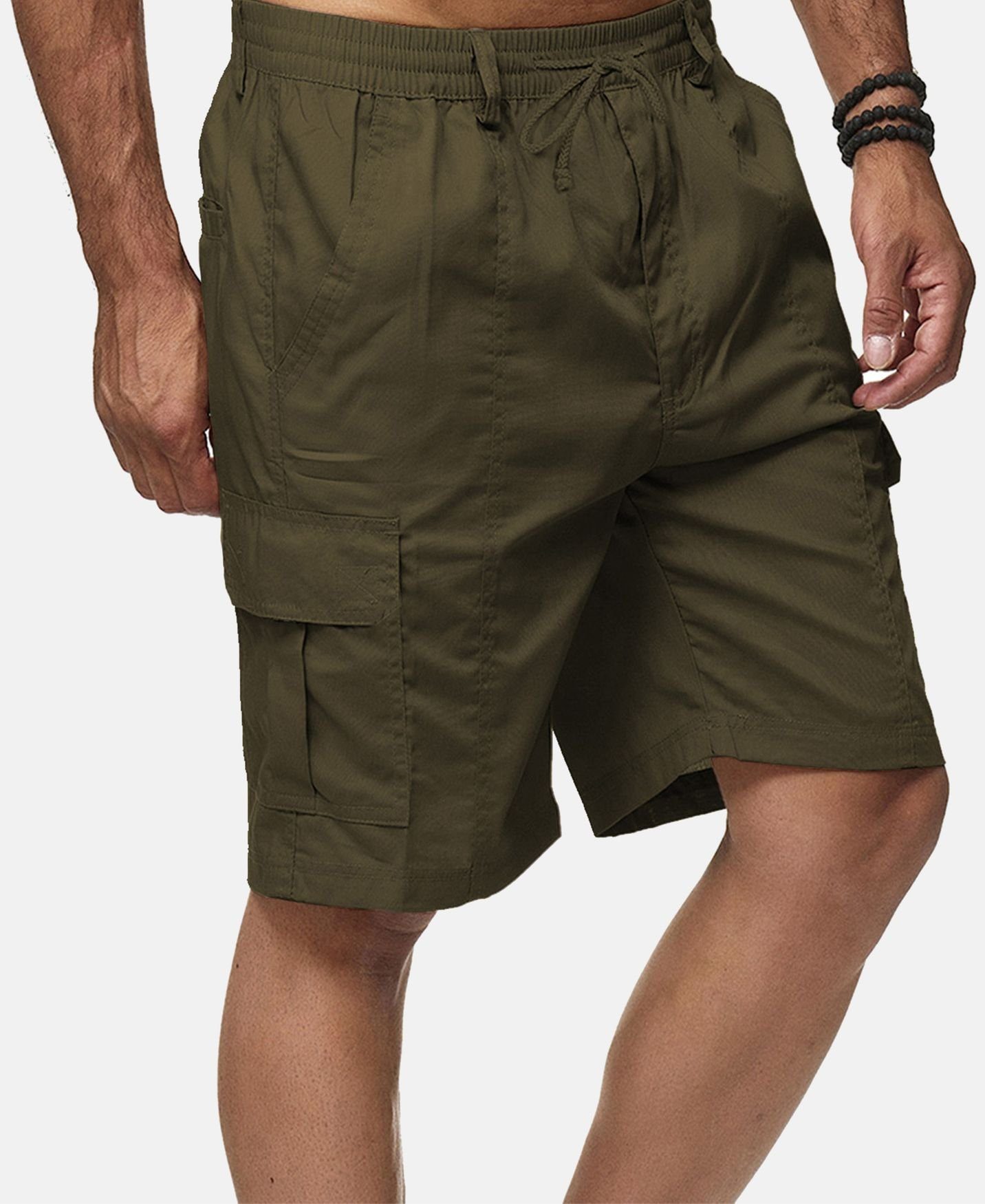 Egomaxx Cargoshorts Cargo Shorts Kurze Hose Schlupfhose Leichter Stoff (1-tlg) 2808 in Olive