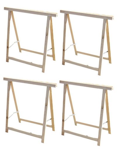 dynamic24 Werkbank, (4er Set), 4x Holz Klappbock Unterstellbock