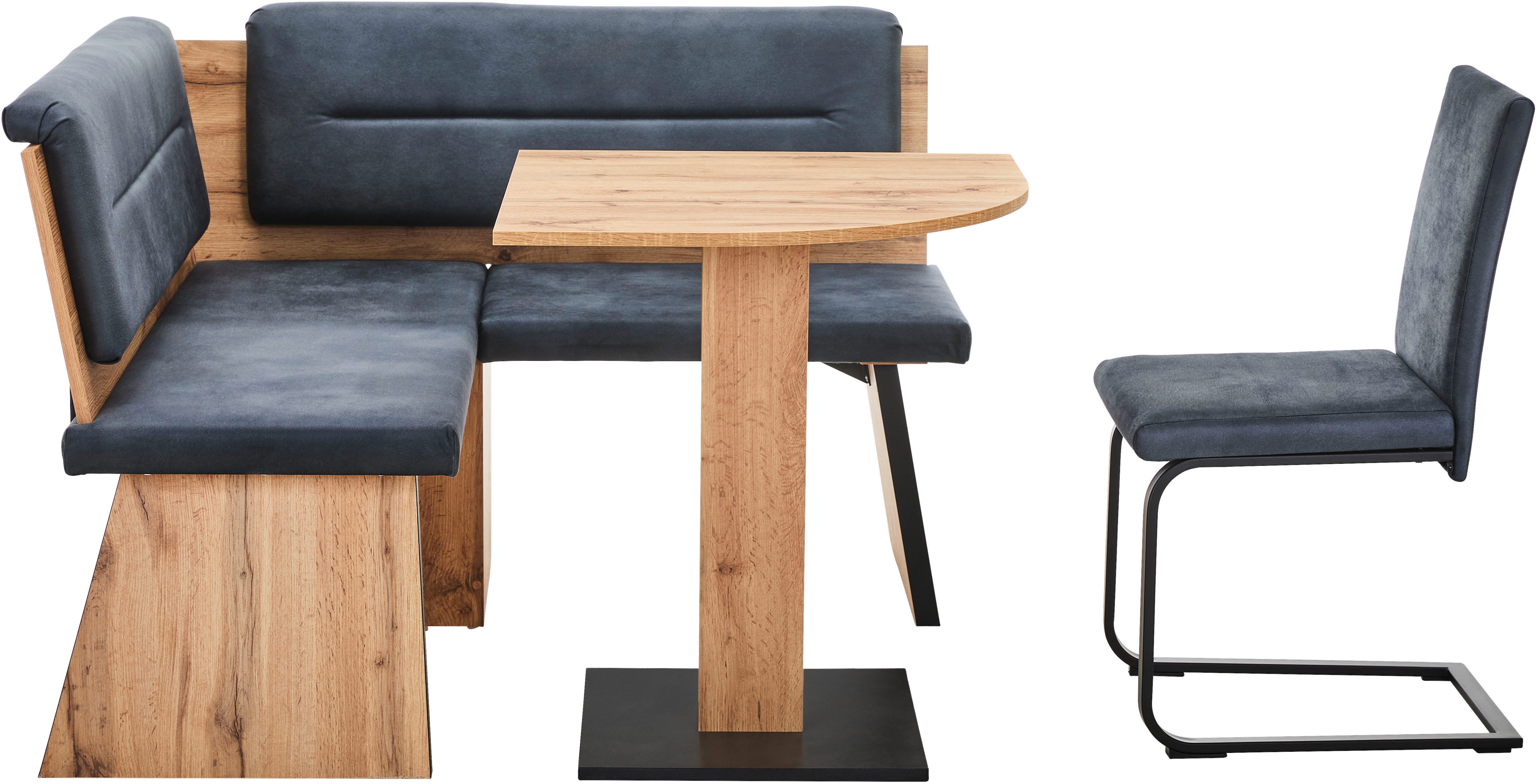 massivline&more Eckbankgruppe Treviso, (3-tlg), besteht aus Tisch, Eckbank, Freischwinger