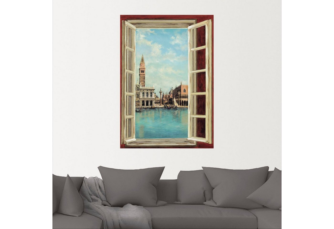 Artland Wandbild »Fenster mit Blick auf Venedig«, Fensterblick (1 Stück), in vielen Größen & Produktarten - Alubild / Outdoorbild für den Außenbereich, Leinwandbild, Poster, Wandaufkleber / Wandtattoo auch für Badezimmer geeignet-kaufen