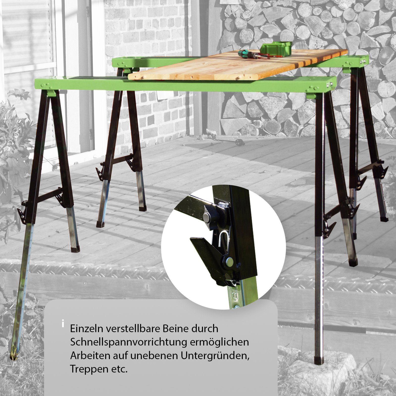 TRUTZHOLM Unterstellbock Arbeitsbock klappbar höhenverstellbar bis 91cm Unterstellbock Stütze, 150 kg max. Belastbarkeit, (Artikel, 1-St), platzsparend