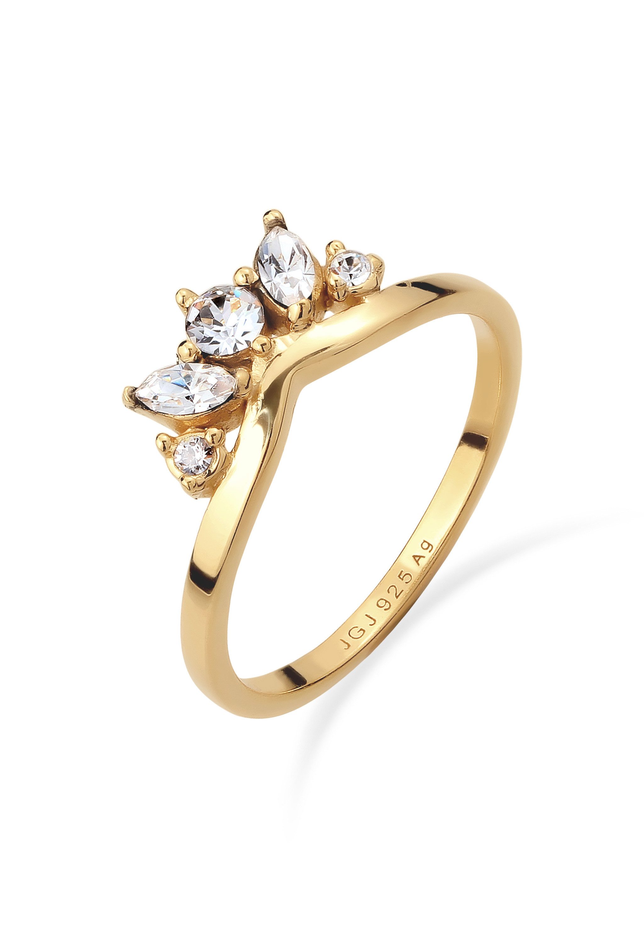 Elli Fingerring Krone mit Kristallen von Swarovski® 925 Sterling Silber