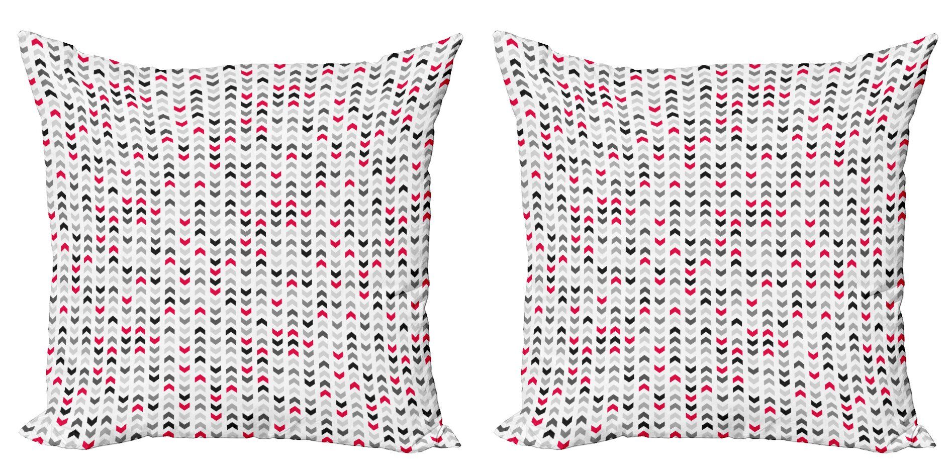 Kissenbezüge Modern Accent Doppelseitiger Digitaldruck, Abakuhaus (2 Stück), Geometrisch Rote Zickzacke Chevron