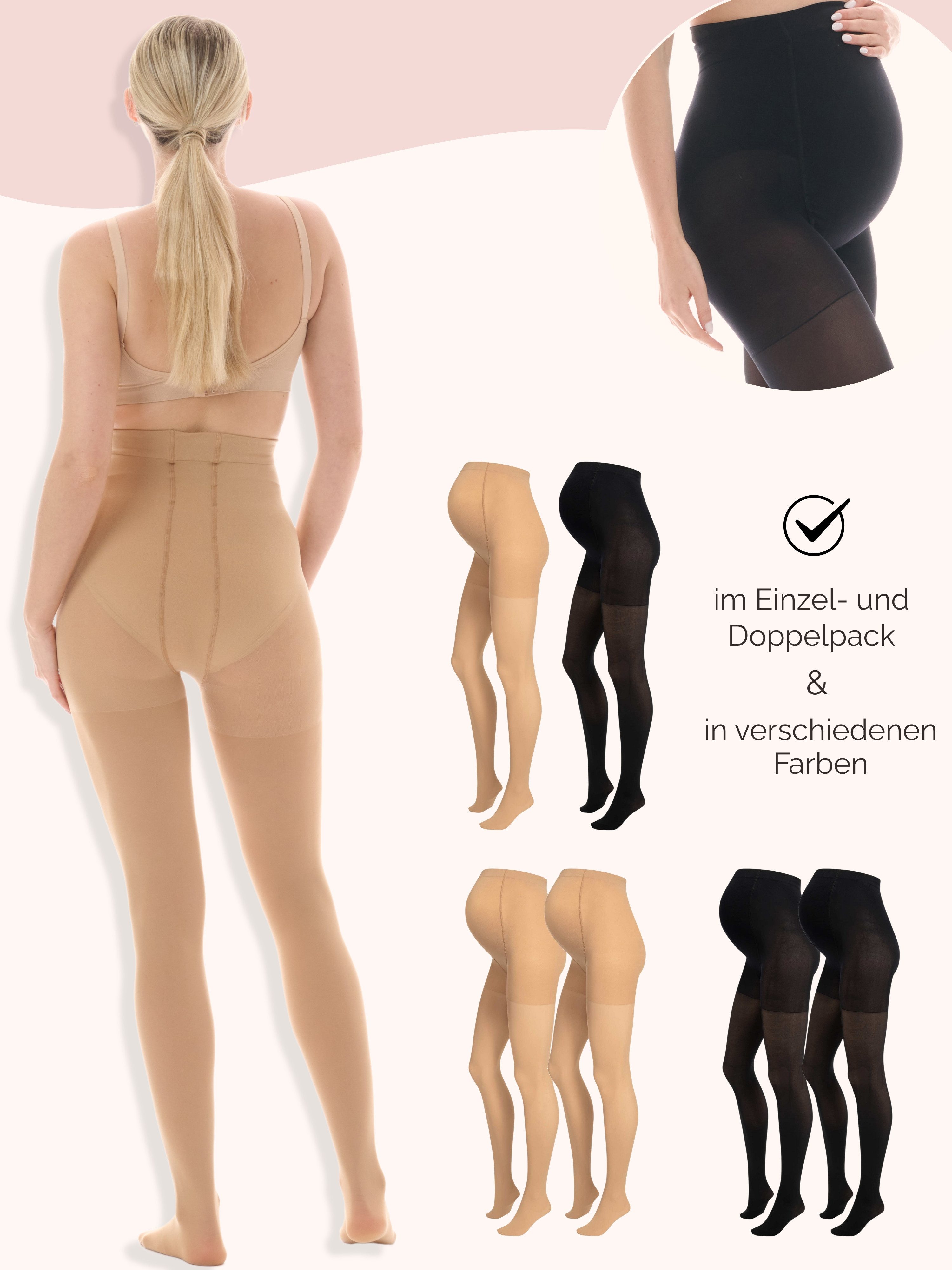 Herzmutter Umstandsstrumpfhose Schwangerschaftsstrumpfhose - Halb-Transparent 50 DEN (2 St. 2er-Pack) Matt-Soft – Bild 5 von 5