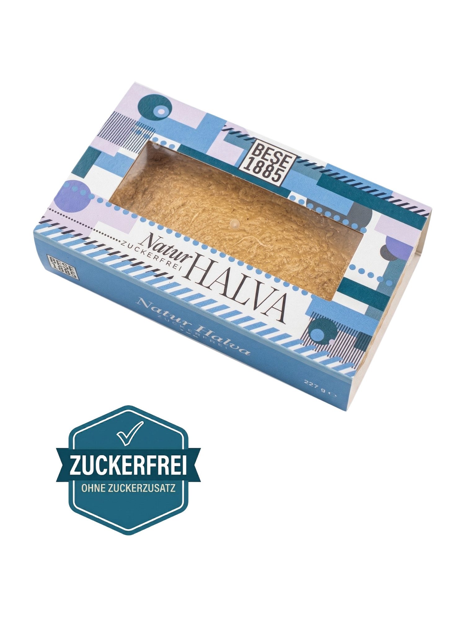 BESE1885 Süßigkeit Zuckerfreie Natur Helva mit Dattel-Extrakt – 227g, ohne Palmöl, 60% Sesampaste, Glutenfrei, Ohne Glukosesirup