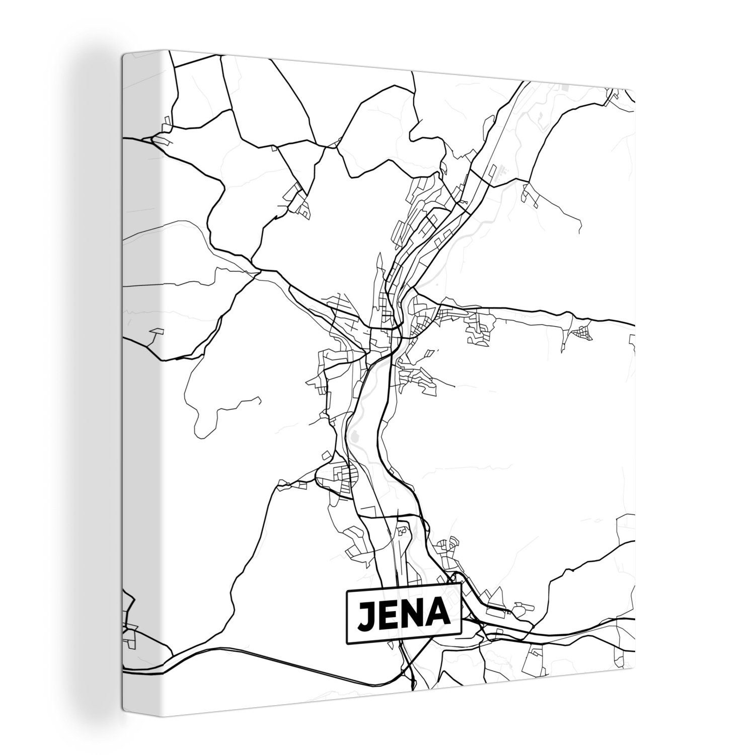 Bilder (1 St), Karte Wohnzimmer Jena für - Leinwandbild Leinwand Schlafzimmer OneMillionCanvasses® Stadtplan, -
