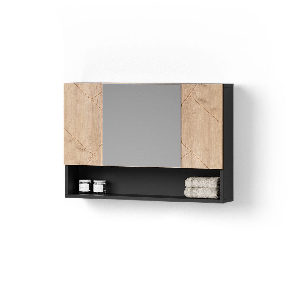 Livinity® Badezimmerspiegelschrank Ronco, Goldkraft Eiche/Anthrazit, 80.1 x günstig online kaufen