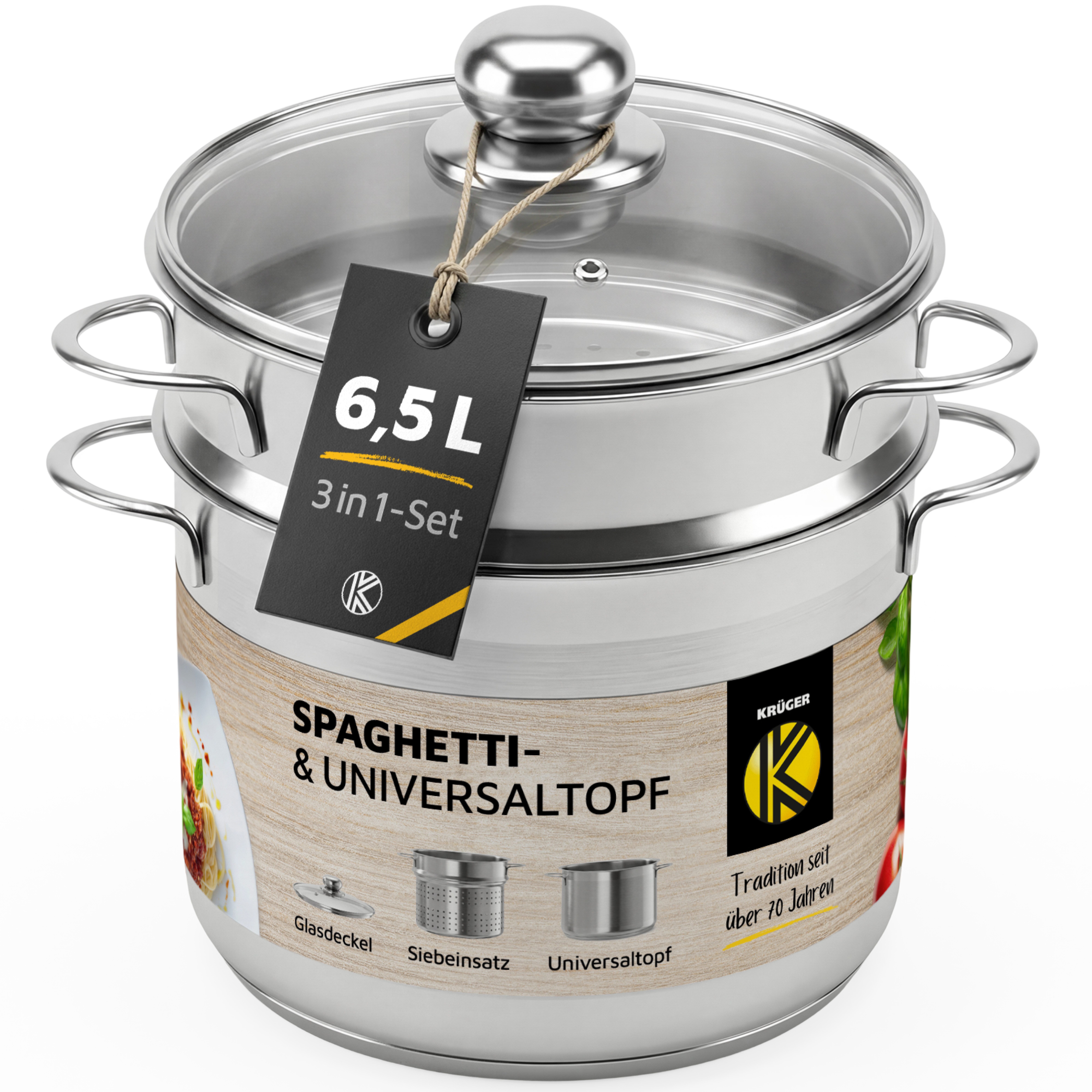 Krüger Spaghettitopf, Edelstahl 18/0 (1-tlg), Induktion