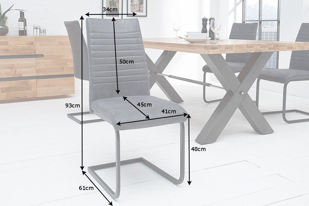 riess-ambiente Freischwinger APARTMENT grau / schwarz (1 St), Esszimmer · Microfaser · Metall · Industrial – Bild 5 von 5