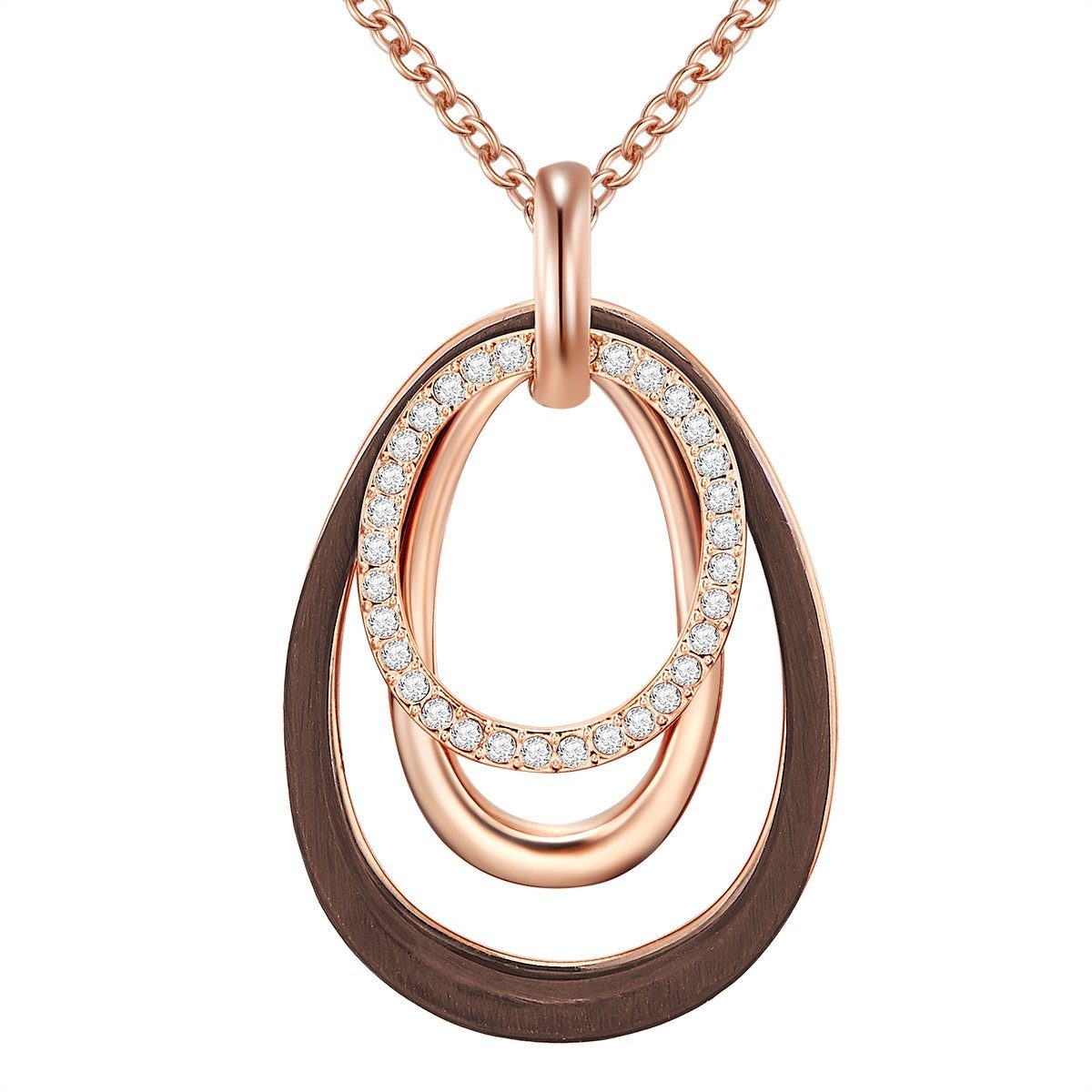 Lulu & Jane Collier Kette Anhänger mit von Swarovski® Kristallen verziert roségold mit