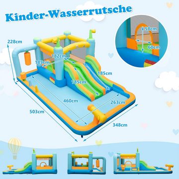 KOMFOTTEU Hüpfburg Wasserpark, mit Wasserrutsche, für Kinder 3-10 Jahre