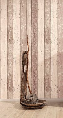 living walls Vliestapete Best of Wood`n Stone 2nd Edition, Holz, Landhaus Tapete Holzoptik Braun Creme