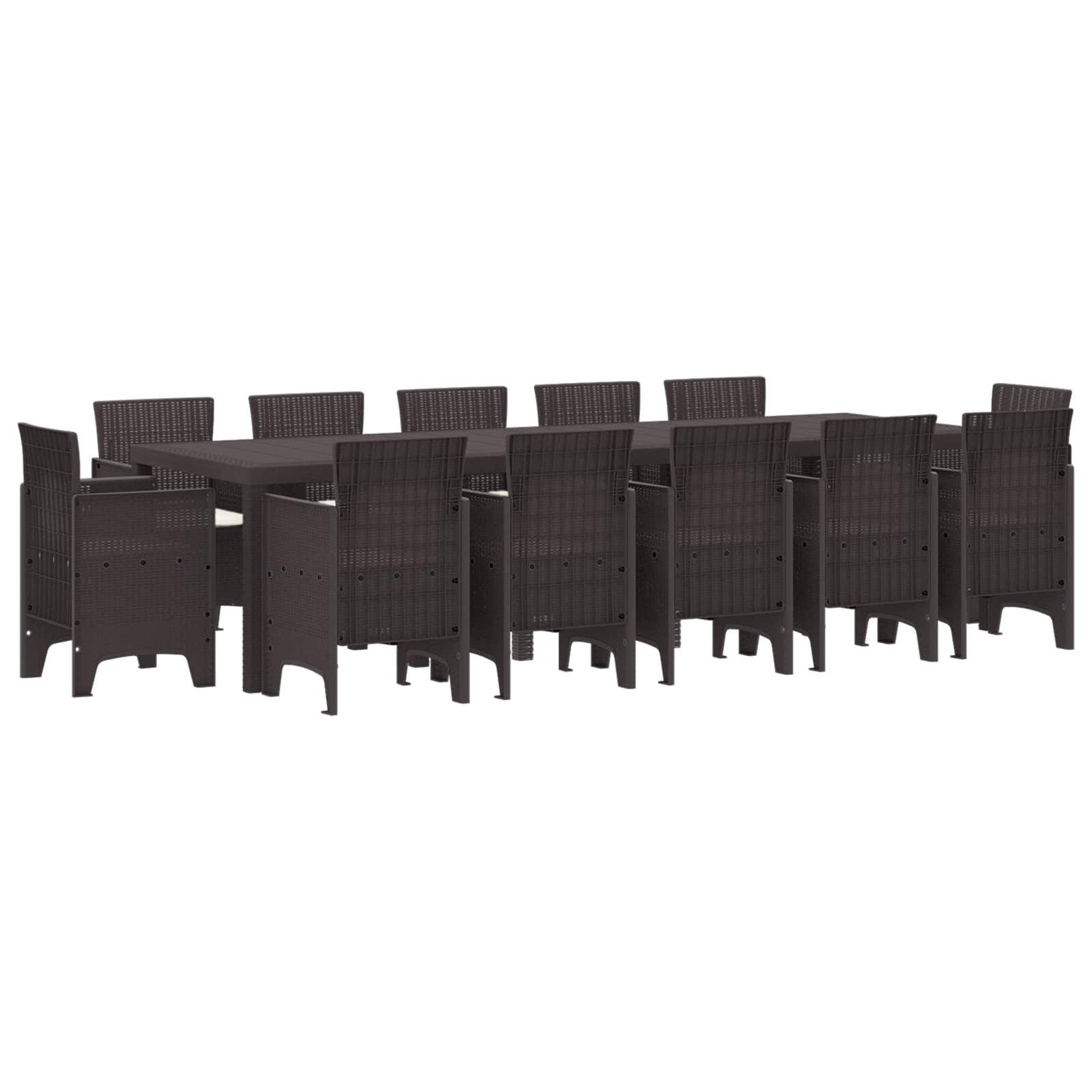 vidaXL Gartenlounge-Set Garten Essgruppe mit Kissen 13 pcs Braun Rattan, (13-tlg)