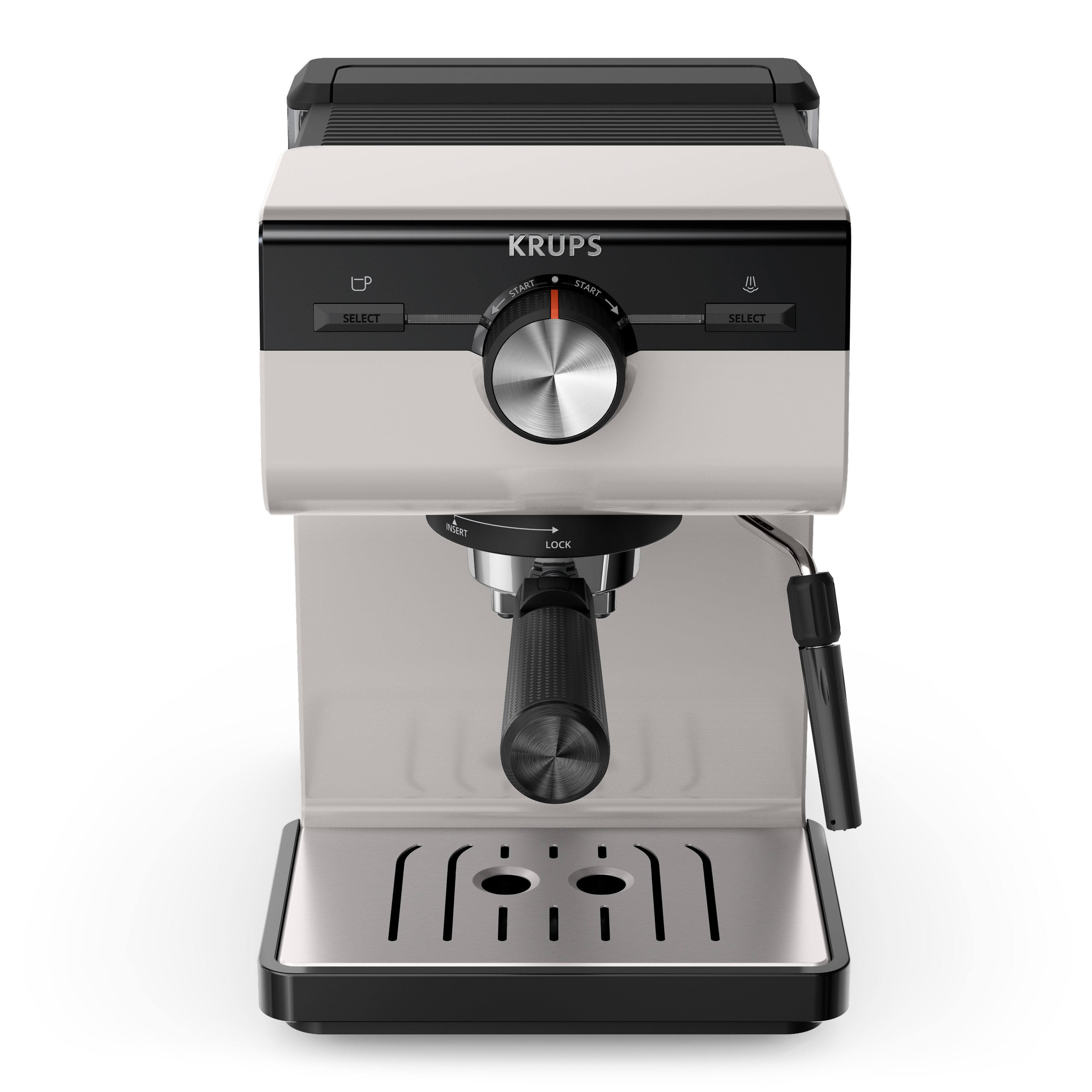 Krups Espressomaschine XP381B Authentic, Siebtäger, intuitives Bedienfeld, Milch-Aufschäumdüse, 2 Siebeinsätze