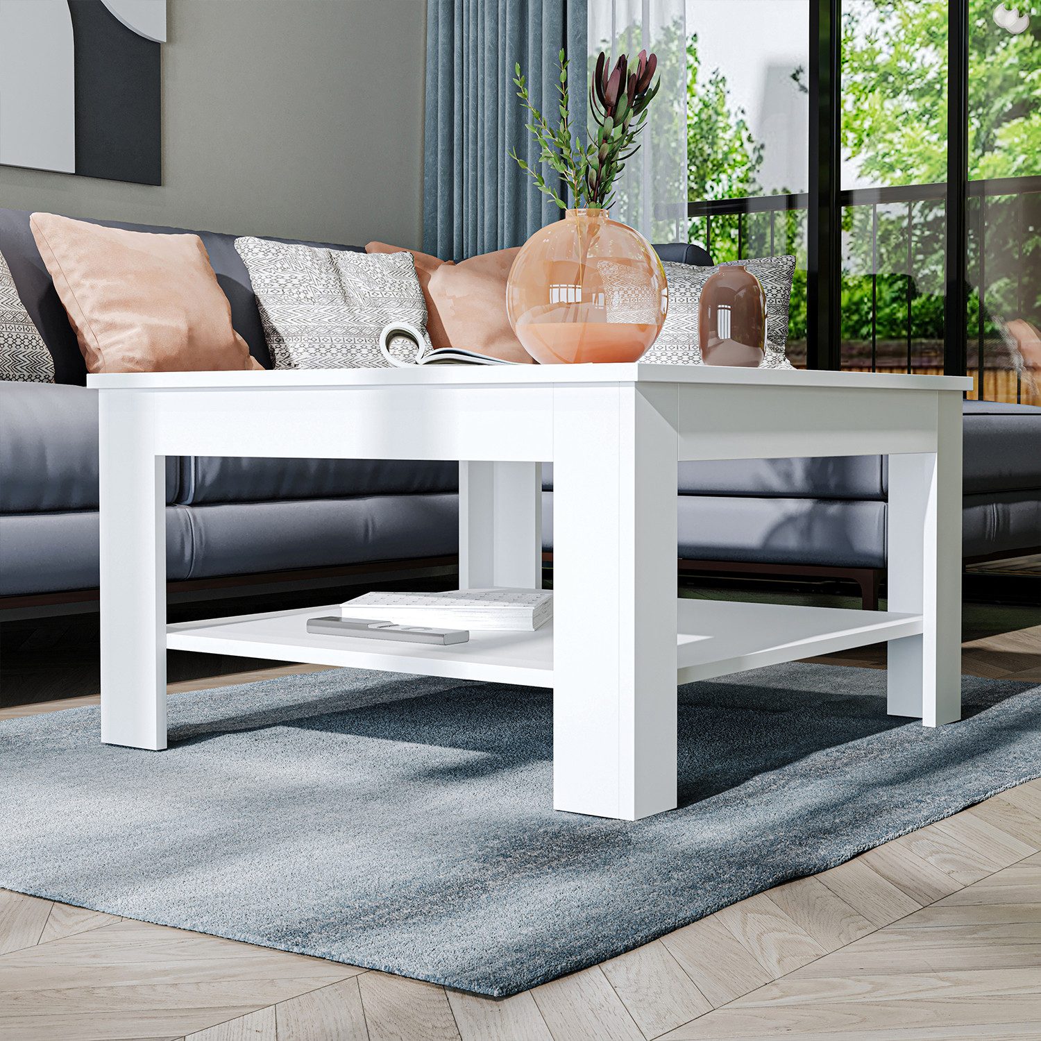 Roomart Wohnzimmertisch Couchtisch HELSINKI mit Ablageboden Wohnzimmertisch Sofatisch modern, Mit unterer Ablage, in zwei Formaten – Bild 3 von 5