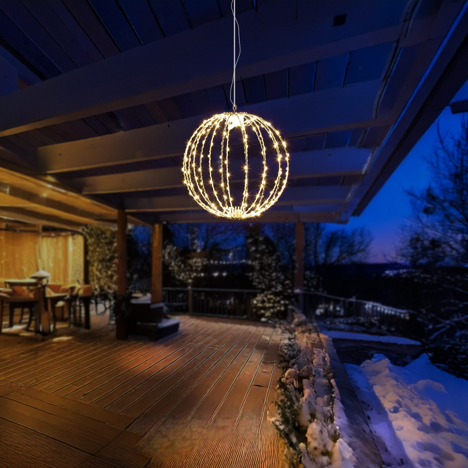 MARELIDA LED Kugelleuchte Drahtkugel Leuchtkugel faltbar D: 28cm 192LED 8Mo günstig online kaufen